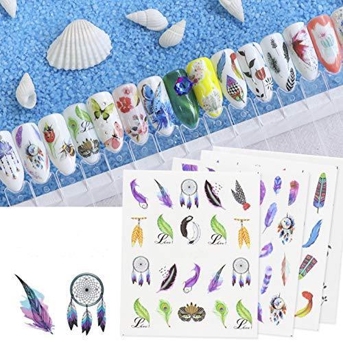 18 pieces butterfly feather Nail Art seal Hamizu manicure set women just stick decals water transfer stickers 3D, girl, Children's ultra-thin children nail sticker cute work or casual nail decoration 10036