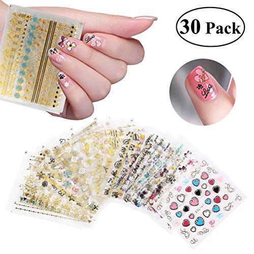 RUIMIO nail seal 3D design 30-sheet set simple Christmas Snowflake Heart cat star snowman ribbon