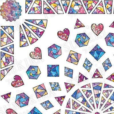 TSUMEKIRA (Tsumekira) one nail seal stained glass black NN-STG-102 multi-color