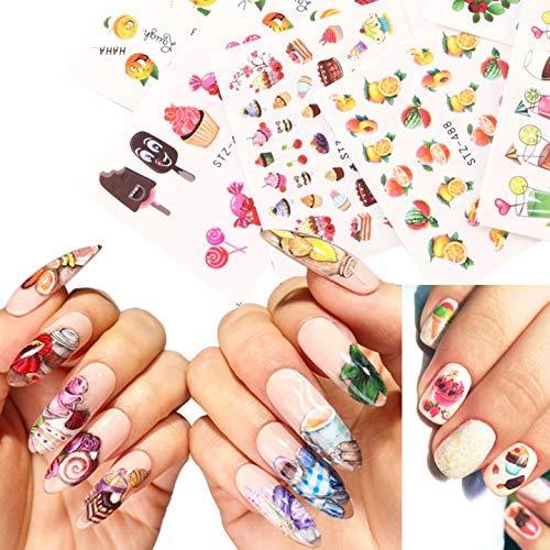 40 pieces ice cream fruit Nail Art seal Hamizu manicure set women just stick decals water transfer stickers 3D, girl, Children's ultra-thin children nail sticker cute work or casual nail decoration 10038