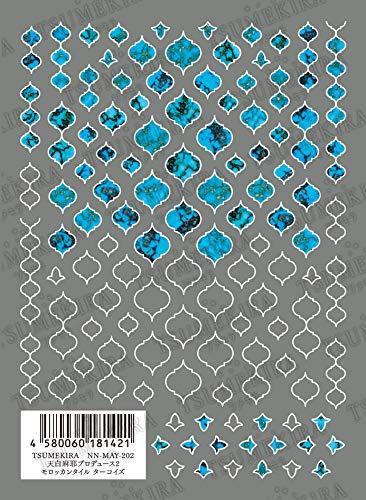 TSUMEKIRA (Tsumekira) nail seal Maya Tenpaku produced 2 Moroccan tile turquoise NN-MAY-202 1 sheet