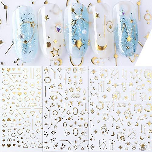 8 sheets / set Gold constellation geometry nail 3D seal nail seal sticker Nail Art