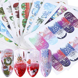 16 pieces Christmas Nail Art seal Hamizu manicure set women just stick decals water transfer stickers 3D, girl, Children's ultra-thin children nail sticker cute work or casual nail decoration 10039