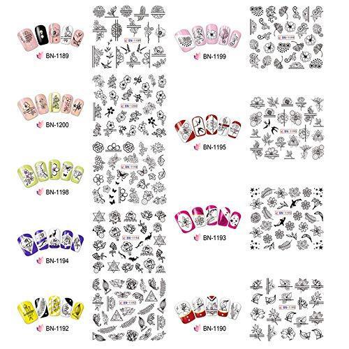 HOPELUCKIN 78 pieces three patterns floral nail art seal Gold & Silver feather nail seal stick only manicure nail seal girl, of Children's ultra-thin children nail sticker lace flower cute flower work and casual nail decoration