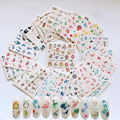 20 pieces Nail Art seal Hamizu decal water transfer sticker pasted animal owl dolphin sea animal Women, Girls, Children's ultra-thin children nail sticker cute work or casual nail decoration 10063