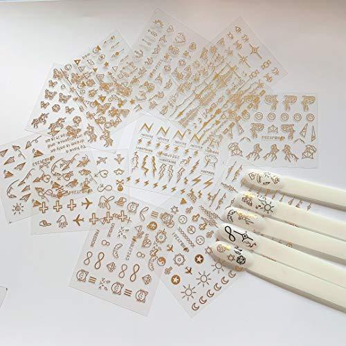 24 pieces Nail Art seal Hakuro and Golden deer butterfly jewelry design Women, Girls, Children's ultra-thin children nail sticker cute work or casual nail decoration 10074