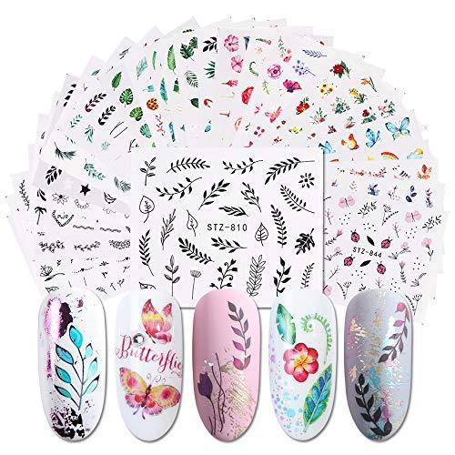 29-sheet set flowers and grass and leaf & butterfly spring seal shooting nail nail parts Nail Art Nail Deco peeled off in the summer of water nail seal Nail sealing gel nails nail sticker embedded easy to water