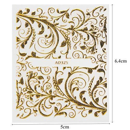 Frcolor nail seal 3D nail sticker set race Hana gold design just stick to the nail art seal claw 20-sheet set (random pattern)