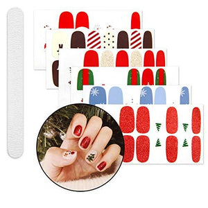 Nail sticker affixed only manicure nail art nail wrap nail accessories women ladies present gift cute popular fashionable senior nail seal -6 sheets Christmas style