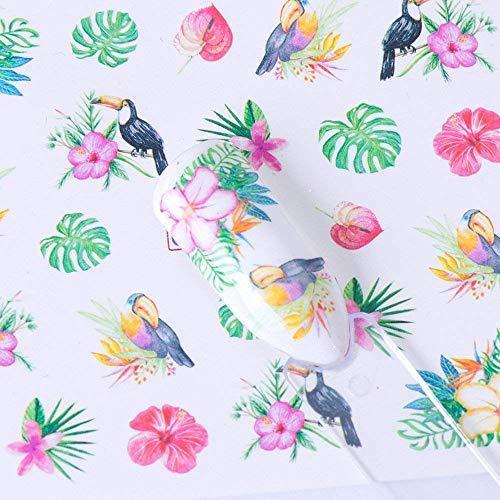 12-sheet set flamingo flower Flower Monstera nail seal water Nail sealing gel nail self nail resin flamingo bird summer nail seal pink flamingo pink seal