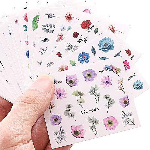 24 pieces floral nail art seal stick only manicure popular nail seal 3D stick only manicure set Women, Girls, Children's ultra-thin children nail sticker cute flower, work and casual nail decoration