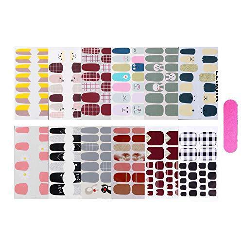 Just put nail seal 12 pieces set nail wrap nail sticker nail accessories women simple ladies present gift cute popular fashionable nail parts (10125)