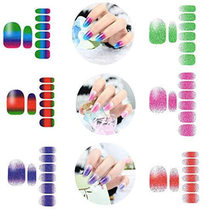 FANOSHON 6 seat gel nail seal stick only 3D gradient glitter nail sticker nail design nail art tool Nail Care Treatments