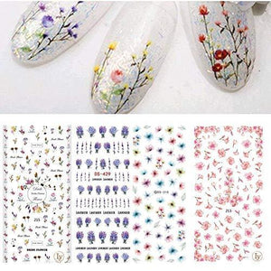 4 sheet dried flower nail seal sticker deco flower pattern 3D seal Nail Art