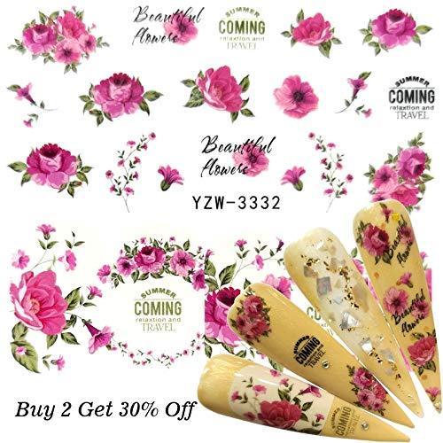 CLSMD 2020 years 1 sheet nail sticker butterfly / flower / leaf summer of colorful water transfer nail jewelry UV Gel Polish DIY decals (color: YZW 3346)