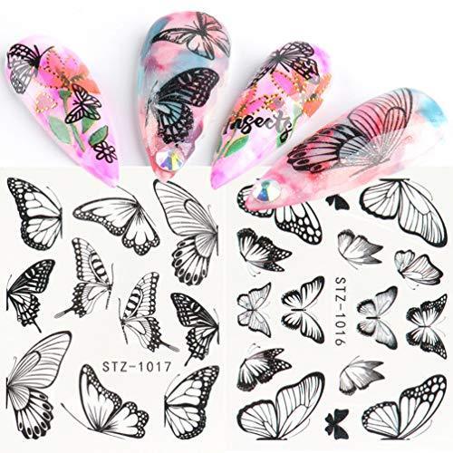 Frcolor nail seal butterfly nail sticker dry flower nail art seal stick only gel nail manicure sticker 30 piece set (mixed pattern)