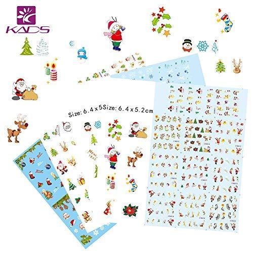 KADS Christmas nail water decal set of four cute Santa Claus / Christmas tree / snowflake nail sticker nail decoration Manicure transfer sticker nail design supplies set four Meri Christmas (set 4)