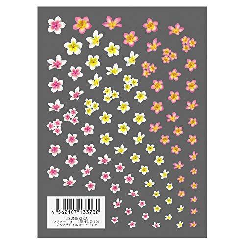 TSUMEKIRA (Tsumekira) nail seal Flower photo Plumeria yellow-pink NP-PLU-101 1 sheet multi-color