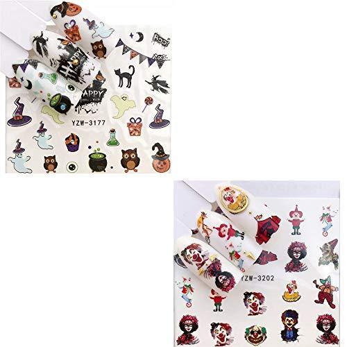 18 pieces Nail Art seal Hamizu decal water transfer sticker pasted Halloween clown pumpkin Women, Girls, Children's ultra-thin children nail sticker cute work or casual nail decoration 10061