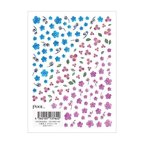 TSUMEKIRA (Tsumekira) nail seal Kyoko Kudo Produce 3 watercolor flower NN-PRD-703 1 sheet multi-color