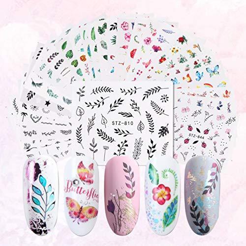 Frcolor nail seal watercolor-like nail sticker leaves and flower design nail art seal self-adhesive nail polish decorated 29-sheet set (mixed colors)