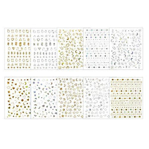 Frcolor nail seal 3D nail sticker gold moon star design Nail Art seal nail for decorative stick only manicure accessories 10-sheet set (random pattern)