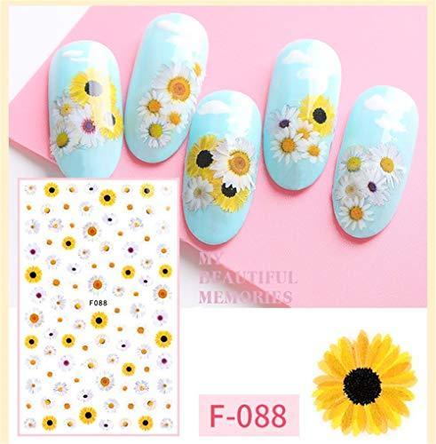 4 sheet dried flower nail seal sticker deco flower pattern 3D seal Nail Art