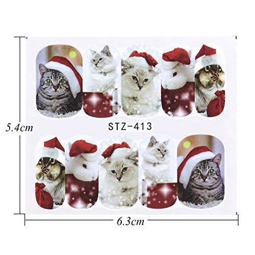 16 pieces Christmas Nail Art seal Hamizu manicure set women just stick decals water transfer stickers 3D, girl, Children's ultra-thin children nail sticker cute work or casual nail decoration 10039