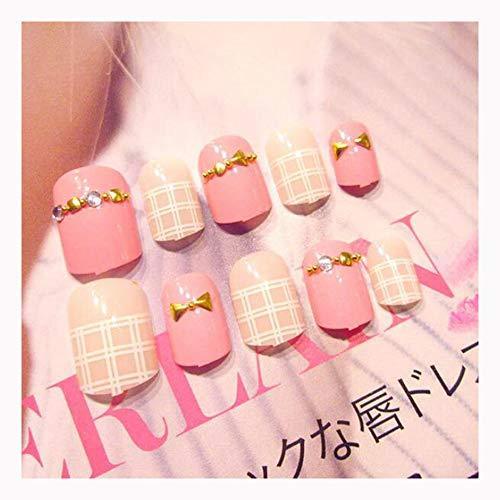 Cheerfultt nail chip 24-sheet set pink rivet 3D decoration nail tip nail jewelry