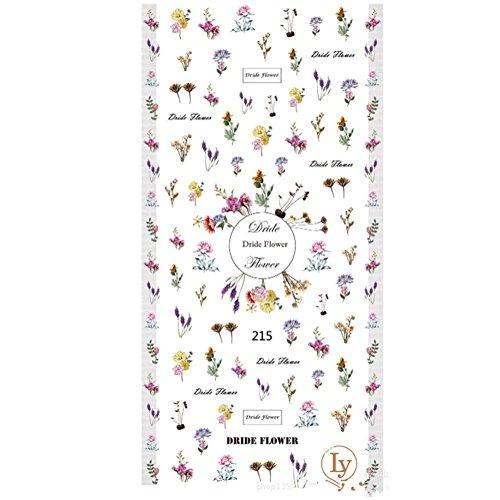 4 sheet dried flower nail seal sticker deco flower pattern 3D seal Nail Art