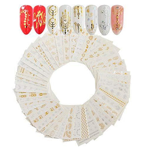 45-sheet set Gold & Silver feather nail seal 3D nail stickers nail art water Nail sealing gel nails nail foil ultra-thin Li nail decoration salon ornament