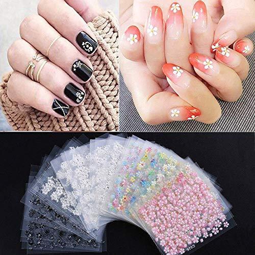 90 sheets nail art seal floral nail sticker 3D nail seal cute mixed floral nail seal popular girl, child ultra-thin nail sticker tweezers with a single