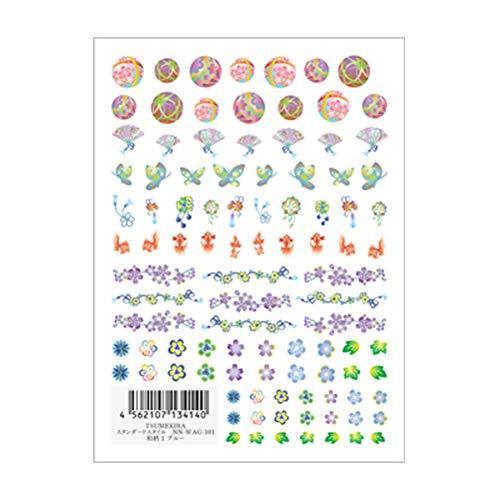 TSUMEKIRA (Tsumekira) nail seal Japanese Pattern 1 Blue NN-WAG-101 1 sheet