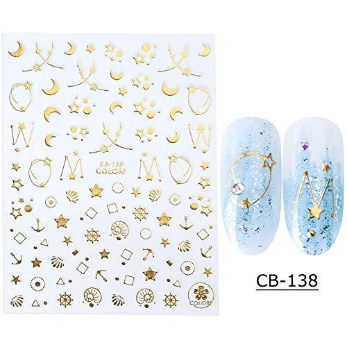 8 sheets / set Gold constellation geometry nail 3D seal nail seal sticker Nail Art