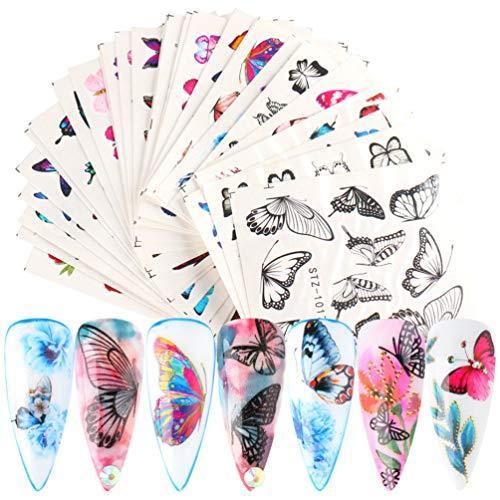 Frcolor nail seal butterfly nail sticker dry flower nail art seal stick only gel nail manicure sticker 30 piece set (mixed pattern)