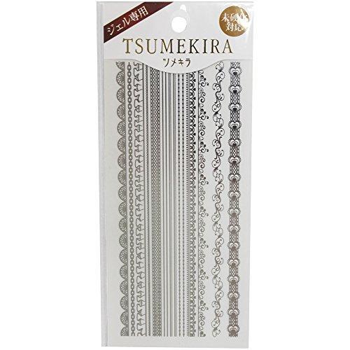 TSUMEKIRA (Tsumekira) nail seal YAGALA produce 1 Lace it up! Silver SG-YGL-103 1 sheet multi-color