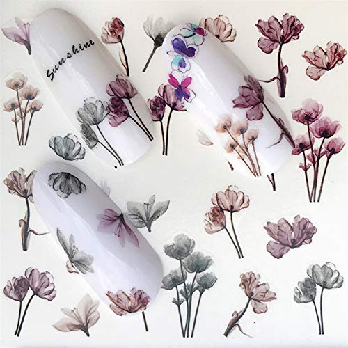 Furuneiru Tips Nail nail sticker blooming flower Nail sticker lavender nail art water transfer sticker decal -YZW-3047-,