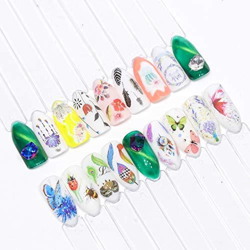 18 pieces butterfly feather Nail Art seal Hamizu manicure set women just stick decals water transfer stickers 3D, girl, Children's ultra-thin children nail sticker cute work or casual nail decoration 10036