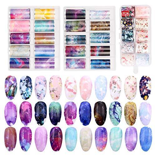 Wen18Rhyavf nail sticker nail foil starry sky transfer stickers popular Japanese style beautiful colorful starry sky halo nail accessories Ladies nail seal Nail Art 30 volume set