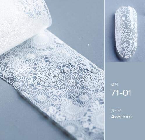 9 seal white nail foil lace white flowers in spring starry sky Neirudeko sticker nail art foil 50cm (01-09)