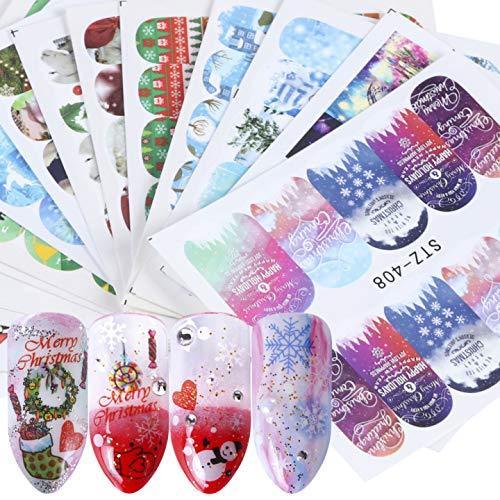 16 pieces Christmas Nail Art seal Hamizu manicure set women just stick decals water transfer stickers 3D, girl, Children's ultra-thin children nail sticker cute work or casual nail decoration 10039