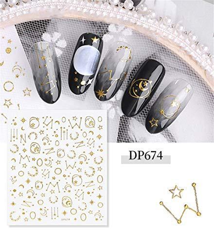 4 seat constellation month star gold nail seal sticker Deco 3D seal Nail Art