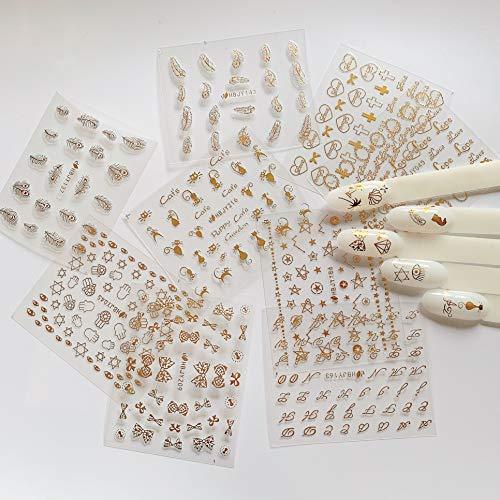 20 pieces Nail Art seal stuck Golden shell eye palm tree cross feather design women's, girl, children's ultra-thin children nail sticker cute work or casual nail decoration 10076