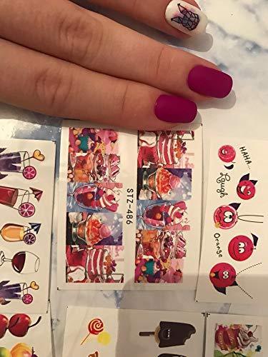 18 pieces cake fruit Nail Art seal Hamizu manicure set women just stick decals water transfer stickers 3D, girl, Children's ultra-thin children nail sticker cute work or casual nail decoration 10031