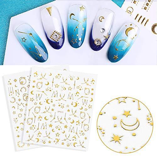 4 seat constellation month star gold nail seal sticker Deco 3D seal Nail Art