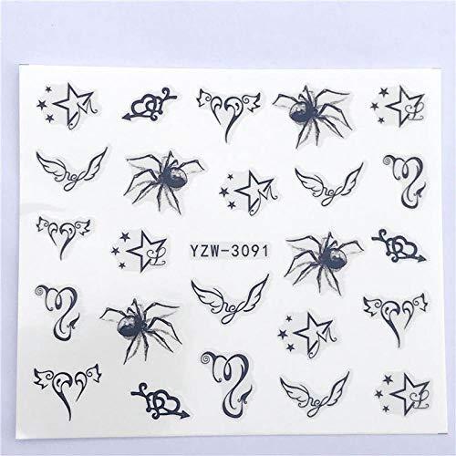 SUKTI & XIAO nail sticker 1 piece hot nail sticker black butterfly notebook Beauty water transfer Stamping Nail Art Tips Nail interior manicure, Yzw-3083