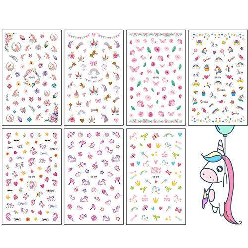 7-sheet set (about 300 kinds) nail seal Unicorn cute stick only children adult nail sticker eco material pregnant women can also be used