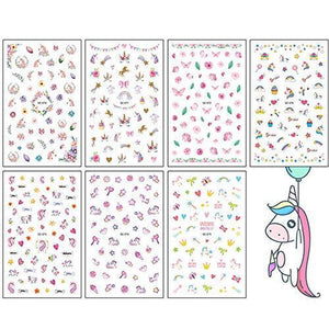 7-sheet set (about 300 kinds) nail seal Unicorn cute stick only children adult nail sticker eco material pregnant women can also be used