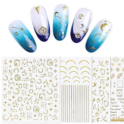 4 seat constellation month star gold nail seal sticker Deco 3D seal Nail Art