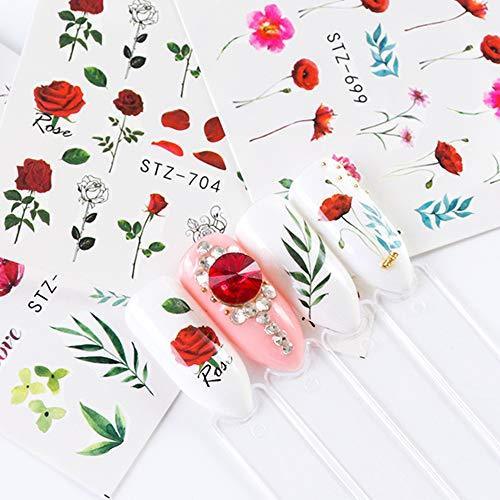 24-sheet set dried flowers flower nail seal water Nail sealing gel nail self nail resin summer nail seal pink flamingo pink seal